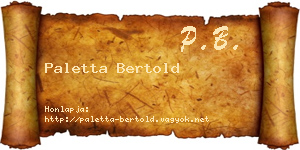 Paletta Bertold névjegykártya